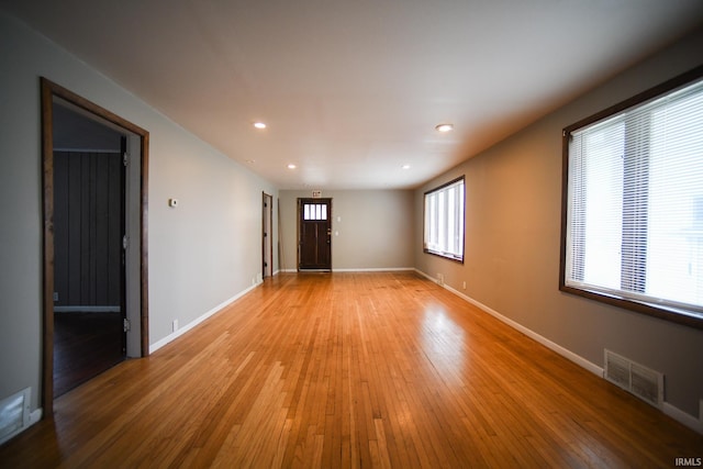 interior space with light hardwood / wood-style floors