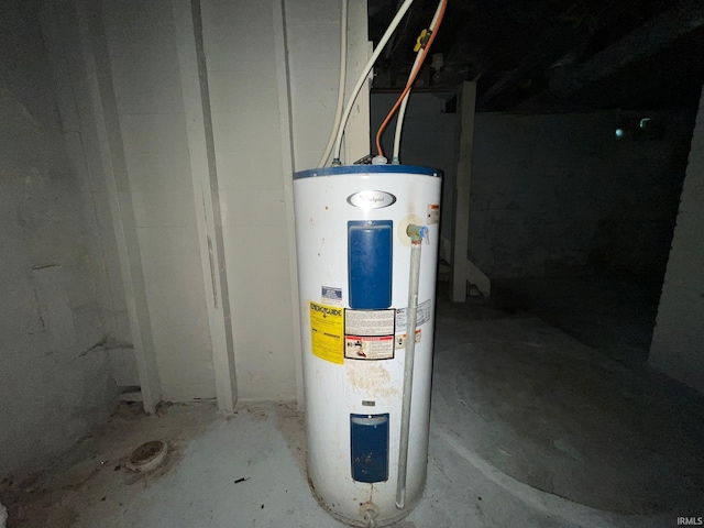 utility room with electric water heater