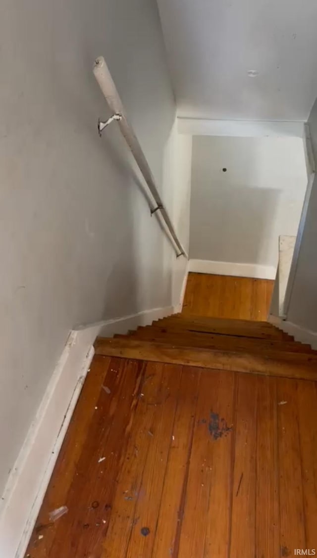 stairway featuring hardwood / wood-style floors