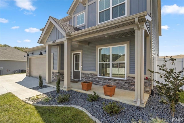 craftsman inspired home featuring a garage