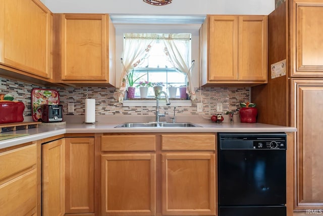 kitchen with dishwasher, backsplash, and sink