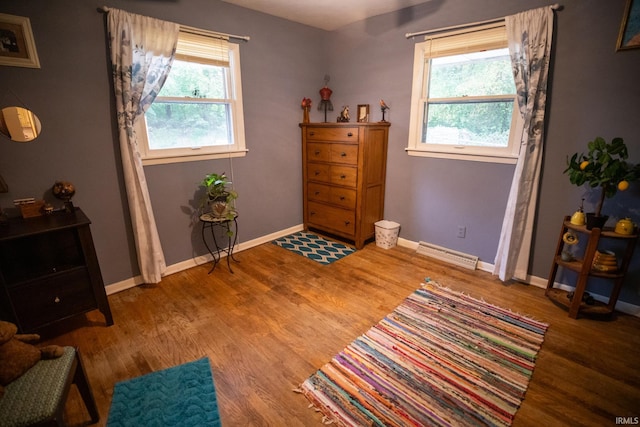 living area with hardwood / wood-style flooring and plenty of natural light