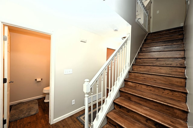 staircase featuring hardwood / wood-style floors