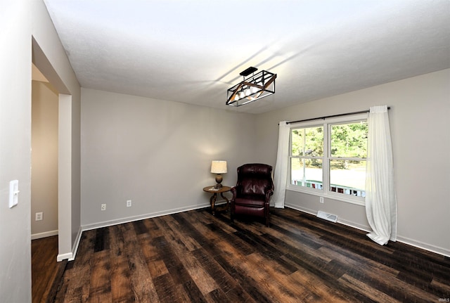 unfurnished room featuring dark wood-type flooring