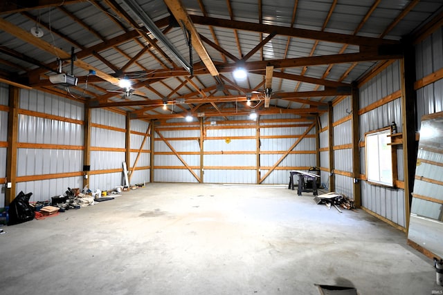 garage with a garage door opener