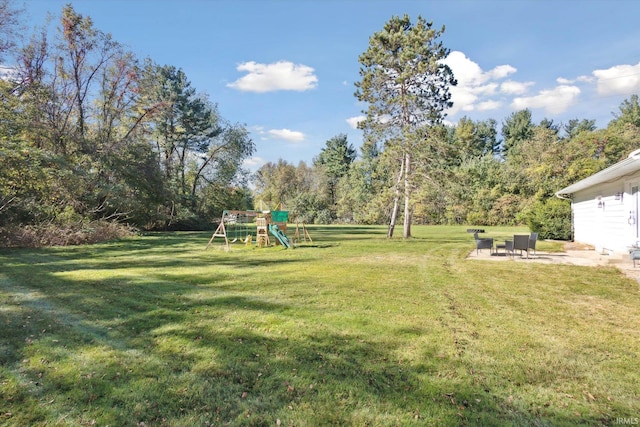 view of yard with a playground