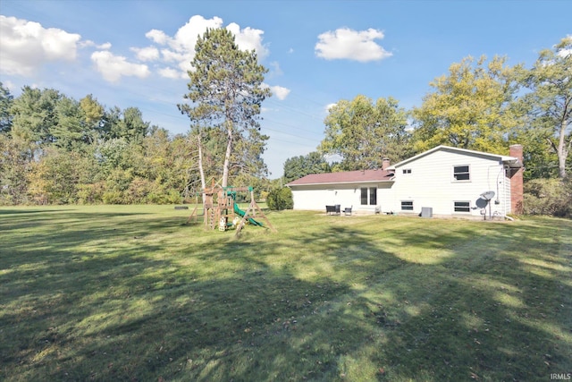 view of yard with a playground