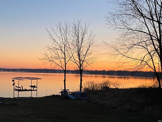 water view featuring a dock