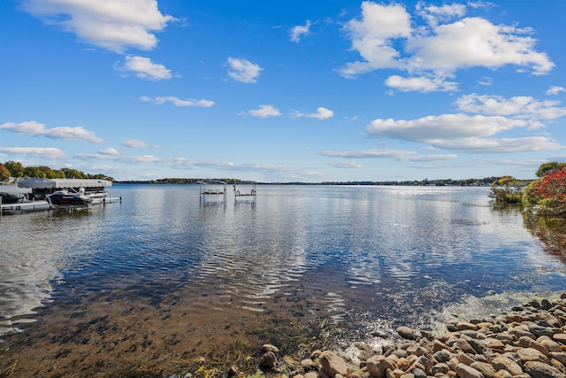 view of water feature featuring a dock