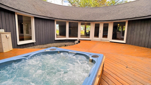 view of pool featuring a wooden deck