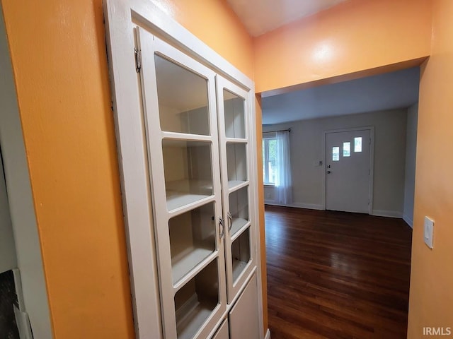 entryway with dark hardwood / wood-style floors