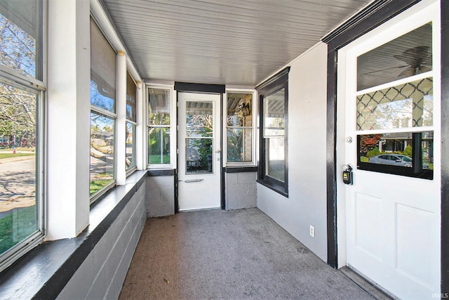 view of unfurnished sunroom