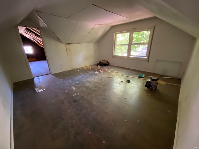 additional living space with vaulted ceiling