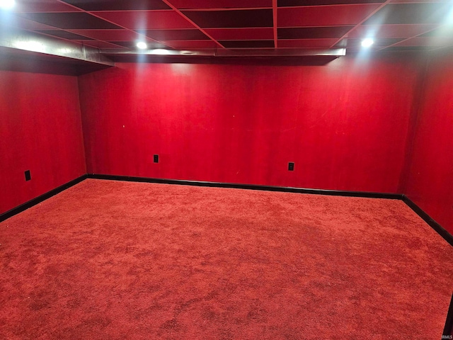 basement featuring carpet floors