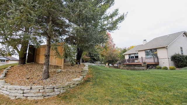 view of yard with a deck