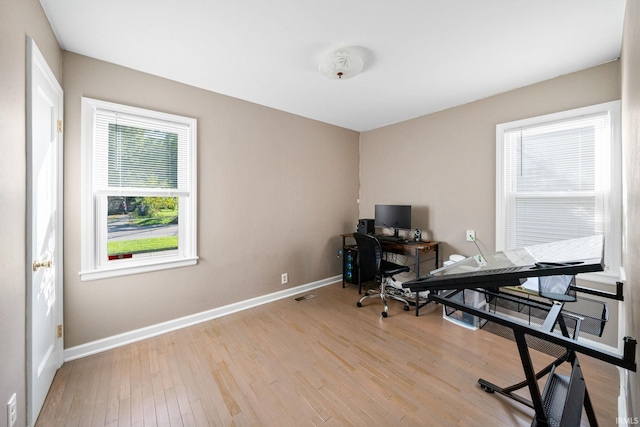 office featuring light hardwood / wood-style flooring