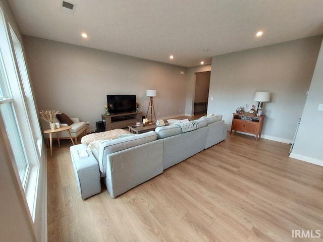 living room featuring light hardwood / wood-style floors