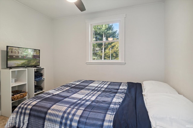 bedroom featuring ceiling fan