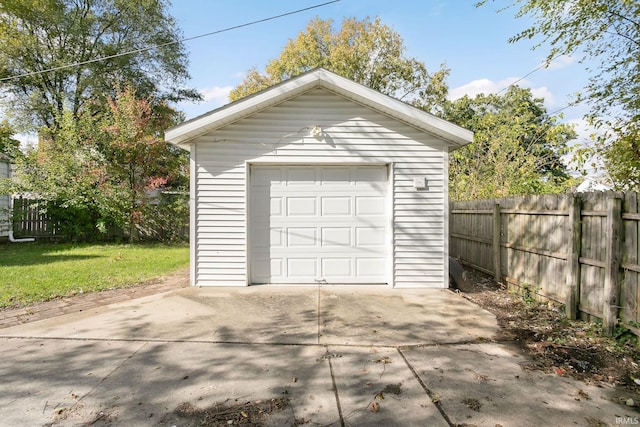 garage with a yard