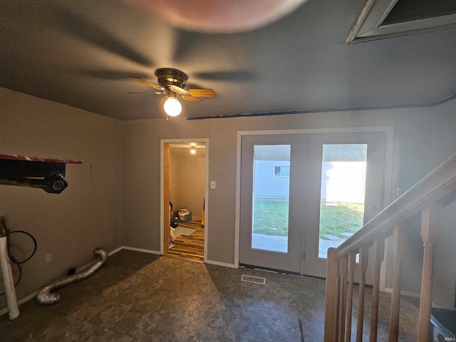 interior space featuring ceiling fan