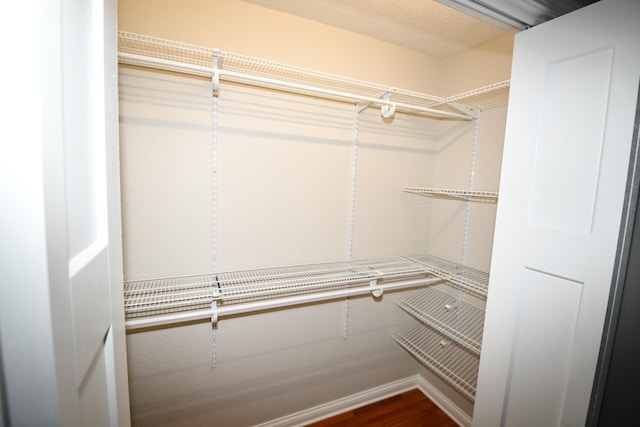 walk in closet featuring hardwood / wood-style floors