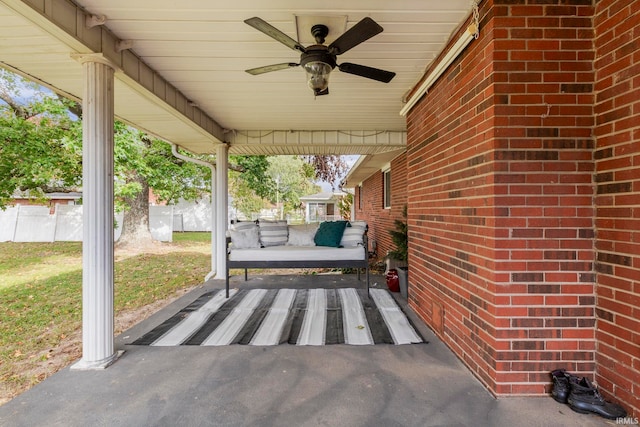 view of patio with ceiling fan