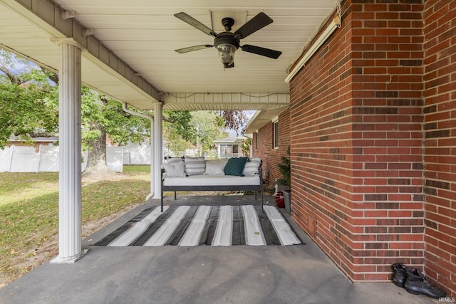2324 W 56th Hwy, Scottsburg, IN 47170 - view of patio / terrace featuring a ceiling fan and fence