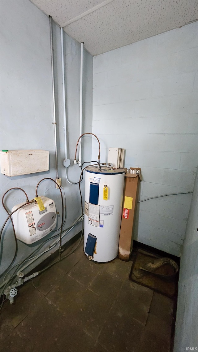 utility room with water heater