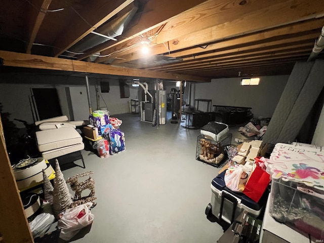 basement with water heater