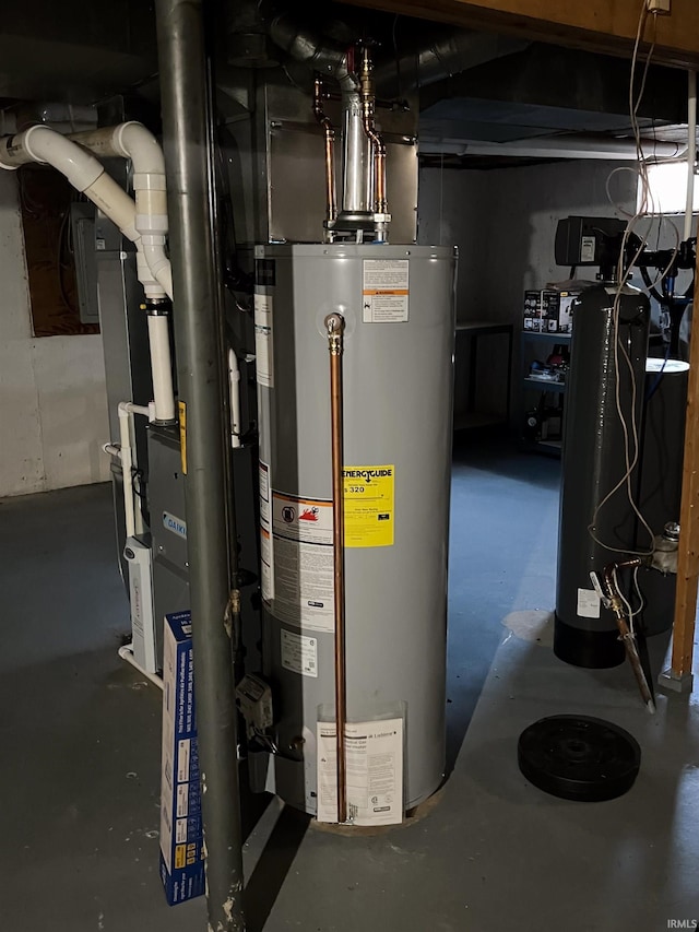 utility room with water heater