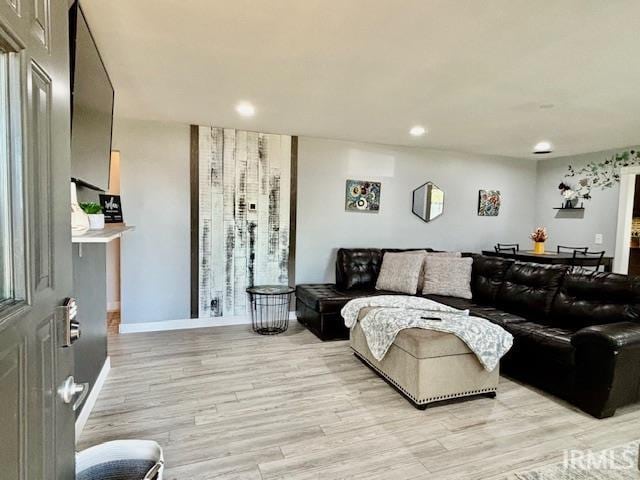 living room featuring light wood-type flooring