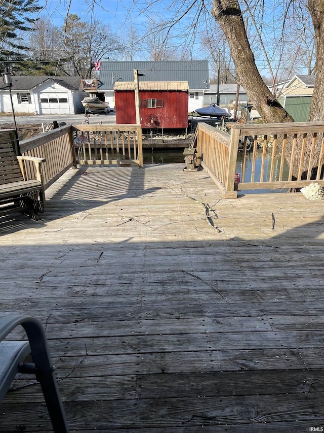 deck with a water view