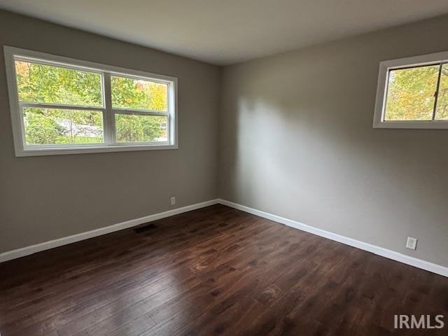 unfurnished room featuring dark wood-type flooring