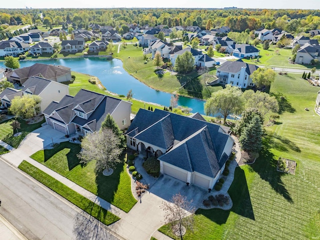 bird's eye view featuring a water view