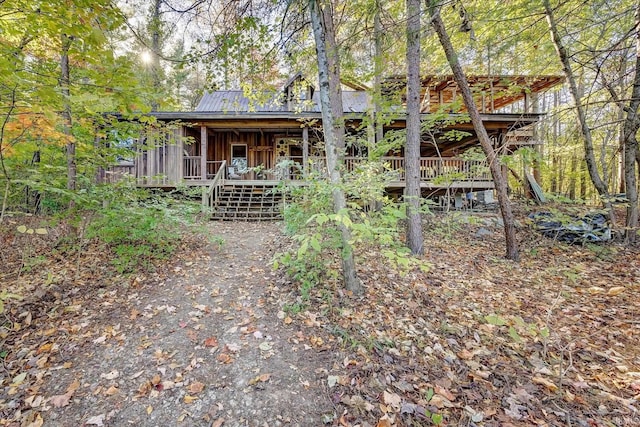 view of front of property with a deck