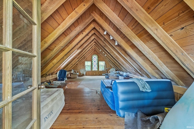 view of unfinished attic