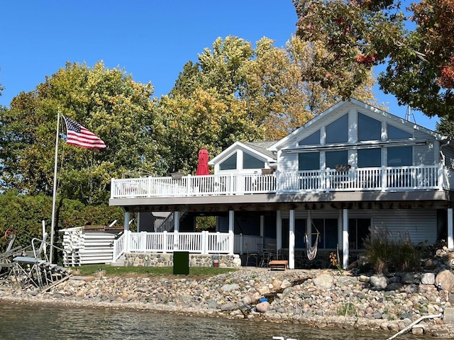 720 Ln 800 Snow Lk, Fremont, IN 46737 - back of house featuring a deck with water view