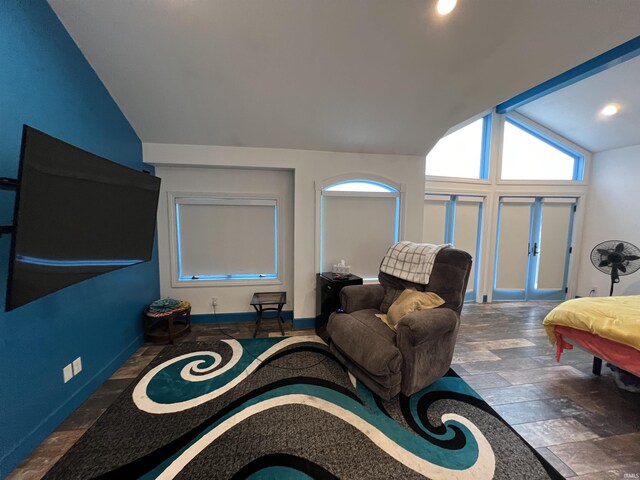 720 Ln 800 Snow Lk, Fremont, IN 46737 - bedroom with lofted ceiling and baseboards