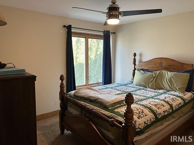 720 Ln 800 Snow Lk, Fremont, IN 46737 - bedroom with carpet, baseboards, and a ceiling fan