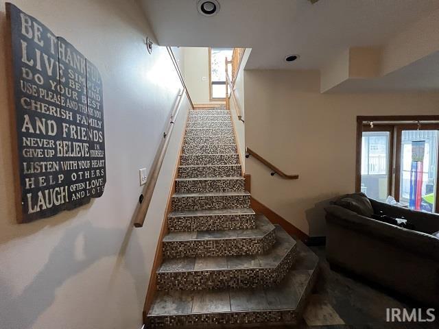 720 Ln 800 Snow Lk, Fremont, IN 46737 - staircase featuring recessed lighting