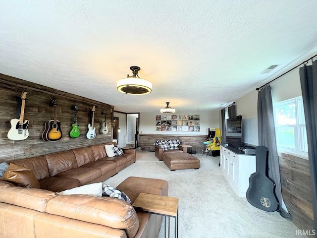 3810 E 100 N, Flora, IN 46929 - living area featuring light carpet, visible vents, and a textured ceiling