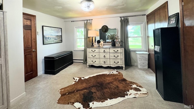3810 E 100 N, Flora, IN 46929 - bedroom with a baseboard radiator, carpet flooring, baseboards, and multiple windows