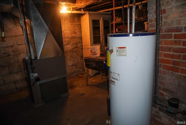 utilities featuring water heater and heating unit