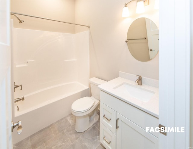 full bathroom featuring vanity, shower / bathing tub combination, and toilet