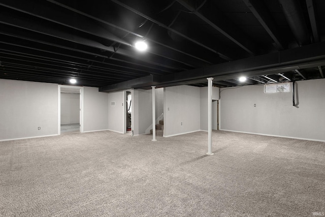 basement featuring carpet