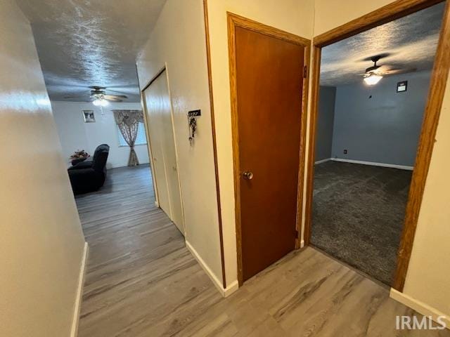 hallway with hardwood / wood-style floors