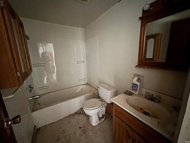 full bathroom with vanity, toilet, and shower / tub combination