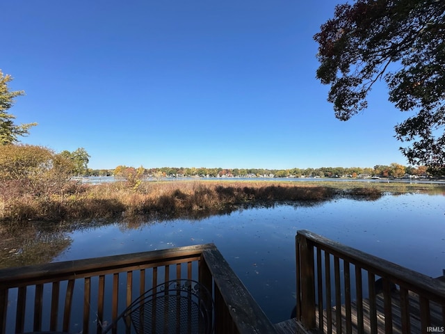 view of dock featuring a water view