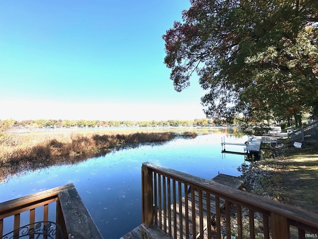 view of dock featuring a water view