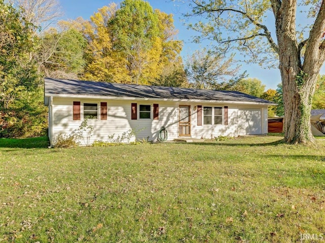 ranch-style house with a front lawn